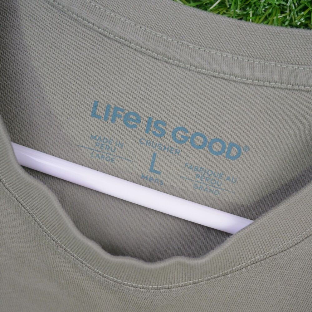Life is Good Olive Green Short-sleeve Tee - Smoke Show - Men's Size L - Picture 5 of 5